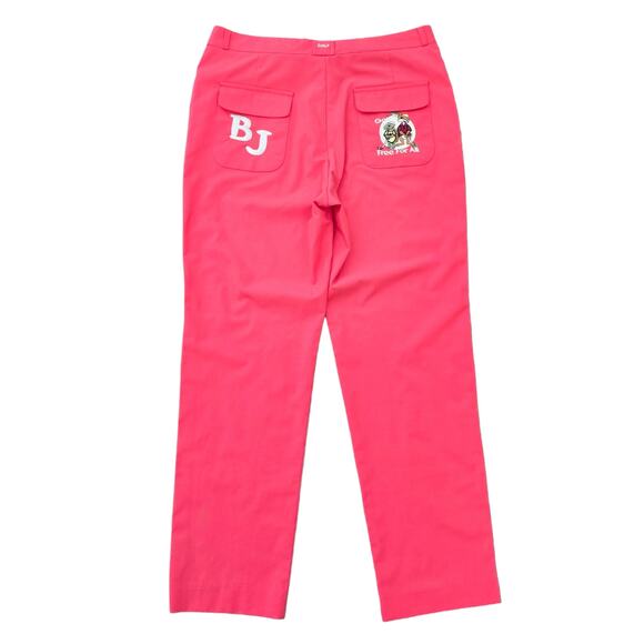 Bright Coral Pink Golf Pants Mimi Collection Stretch Crop Embroidered Size 77 - Picture 2 of 10